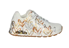 Sneaker Blanco Lateral Corazones Metalizados Camara De Aire