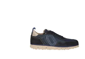 Sneaker Nobuck/nylon Azul Pespuntes y Pieza Talon Taupe