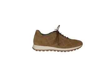 Sneaker Serraje Taupe Pespuntes Rombos